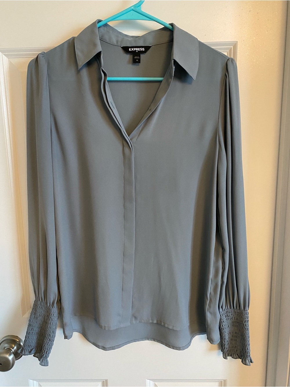 Express Women's Blue Gray Collared Portofino Blouse